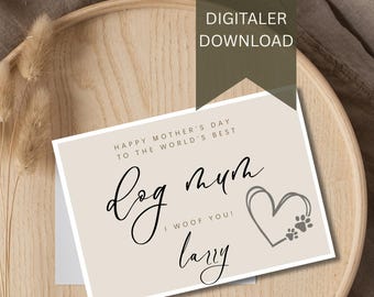 Tarjeta Te lamento La mejor mamá perro del mundo Feliz Día de la Madre Imprimible Personalizable Corazón Pata Beige Celebra Regalo Perfecto Presente