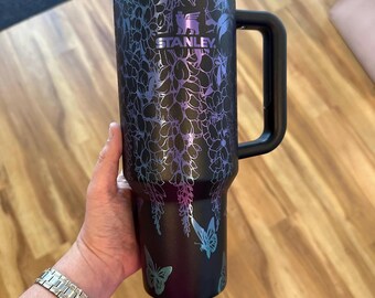 Ombre Lavender to Dark Purple Customized Stanley Tumbler |dark purple GLITTER Tumbler 40oz | Personalized GLITTER Tumbler