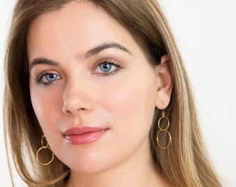 Gold Hoop Earrings - Geometric Earrings - Dangle Earrings - Lightweight - Long Earrings - Gift For Woman - Boho Earrings