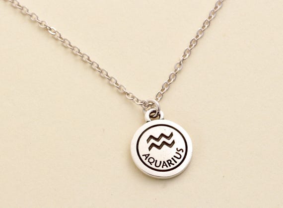 Silver Aquarius Necklace Personalized 