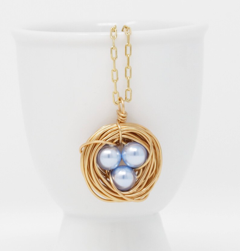 Moms Necklace Pearl Bird Nest Necklace Rustic Jewelry Etsy