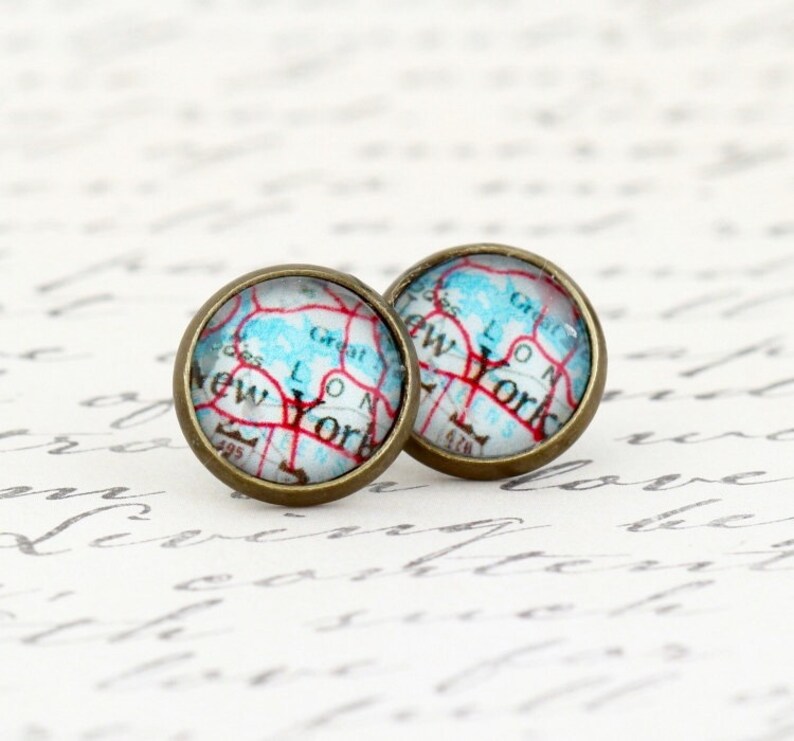 New York City Earrings NYC Earrings Map Earrings Map Etsy