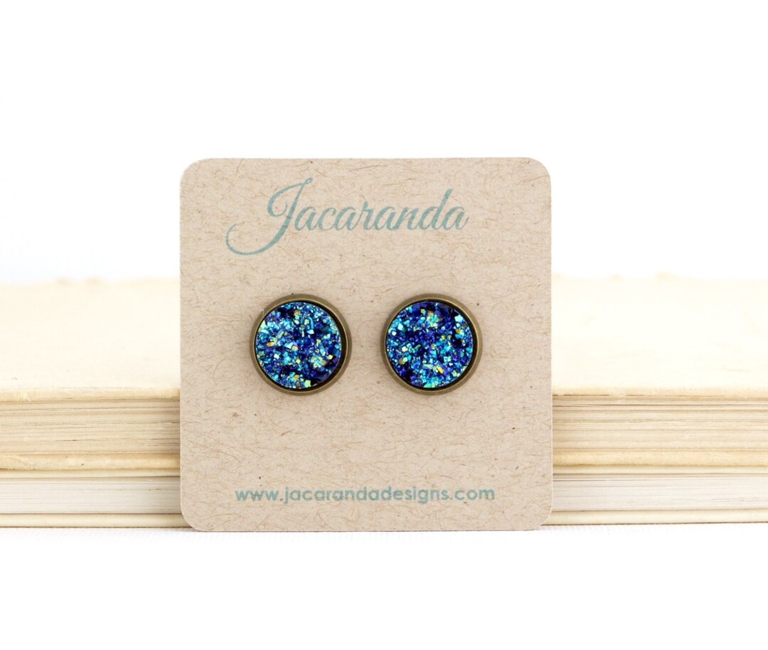 Faux Druzy Earrings Post Druzy Earrings Blue Druzy Etsy