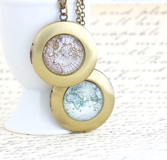 Unique Locket World Map Locket Necklace 