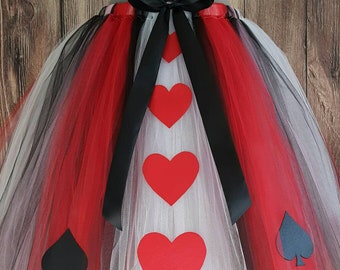 Queen of Hearts Adult or Teen Less Full Tutu - up to 28''