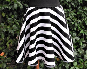 Retro 50's Sock Hop Black and White Wide Stripe Circle Skirt for Girls and Babies