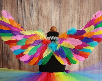 Rainbow Unicorn Costume Rainbow Wings, Halloween Costume Wings For Adults, Girls, Babies, Toddlers - Wings Only