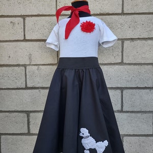 Retro 50's Sock Hop Black Circle Skirt with White Poodle Black and White Poodle Skirt for Girls and Babies image 7