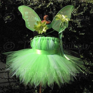 Tutu Costume Tinker Fairy Custom Tinker Fairy Tutu Dress up to 20 long and Headband, Girls Birthday Tutu, Halloween Tutu DRESS ONLY image 5