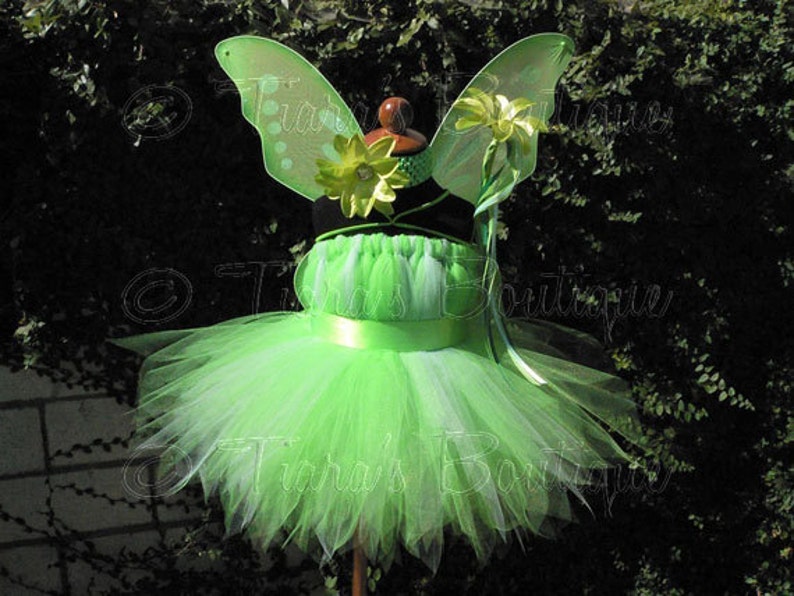 Tutu Costume Tinker Fairy Custom Tinker Fairy Tutu Dress up to 20 long and Headband, Girls Birthday Tutu, Halloween Tutu DRESS ONLY image 5