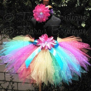 Bright Rainbow Tutu, Girls Birthday Tutu, Iris, a magical rainbow pixie, Custom Sewn Pixie Tutu, Baby Tutu, Tween Tutu image 1