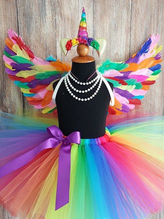  Disfraz de princesa de unicornio para niñas, disfraz de fiesta  de cumpleaños, vestido de tutú de Halloween con diadema, arcoíris de 7 a 8  años : Ropa, Zapatos y Joyería