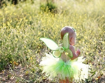 Newborn Tutu, Toddler Tutu, Green Tutu, Tinker Fairy Tutu, Halloween Costume Tutu, Sewn 8" Pixie Tutu sizes up to 12 months, Tutu Only