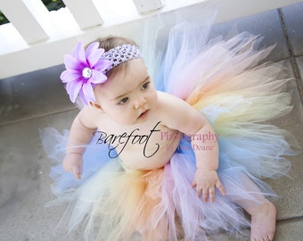 Birthday Girl Tutu - Pastel Rainbow Tutu - Spring Delight Pixie - 11'' pixie tutu - Custom SEWN Tutu - Photo Prop Tutu - up to 5T