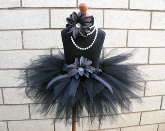 Black Tutu - Midnight Pixie Tutu - Custom Sewn Tutu - 11'' Pixie Tutu - Girls sizes 9 to 12