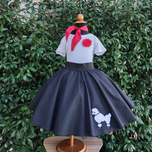 Retro 50's Sock Hop Black Circle Skirt with White Poodle Black and White Poodle Skirt for Girls and Babies image 8