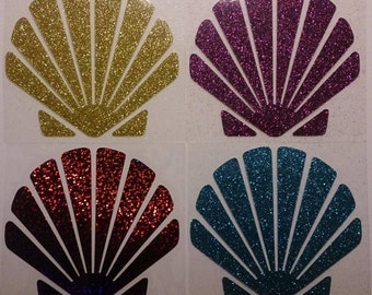 Diy Mermaid Mermaid Seashell Bra Glitter Vinyl, 1 set Scalloped Sea Shells, Iron-On Appliques
