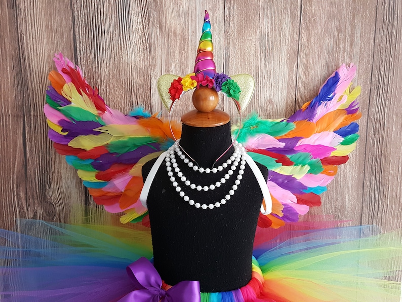 Rainbow Unicorn Costume Rainbow Wings Halloween Costume Wings Etsy