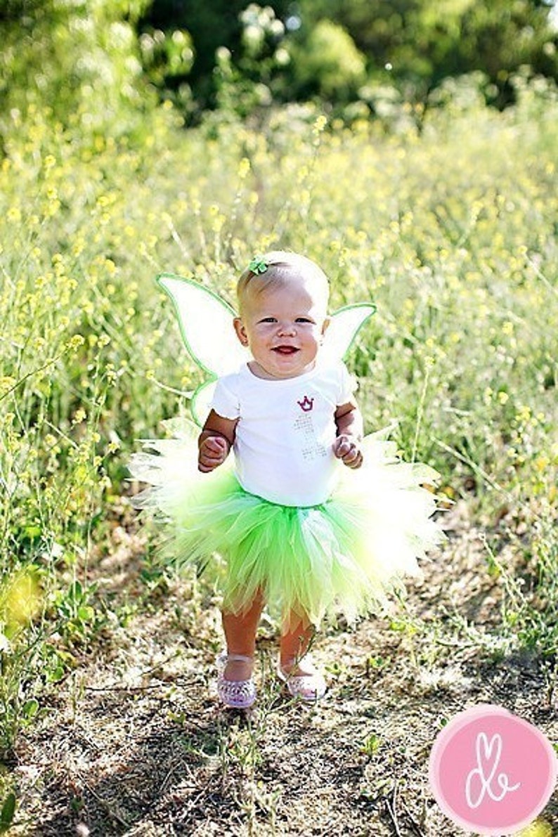 Infant Tutu Toddler Tutu Tinkerbell Tutu Baby Tutu Baby Fairy Costume Tutu Set Pixie Tutu w Wings Green Tutu Pixie Set Birthday Tutu
