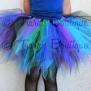 Peacock Pixie Tutu - For Teens Pre-teens or Adults - Custom SEWN tutu - up to 20" long