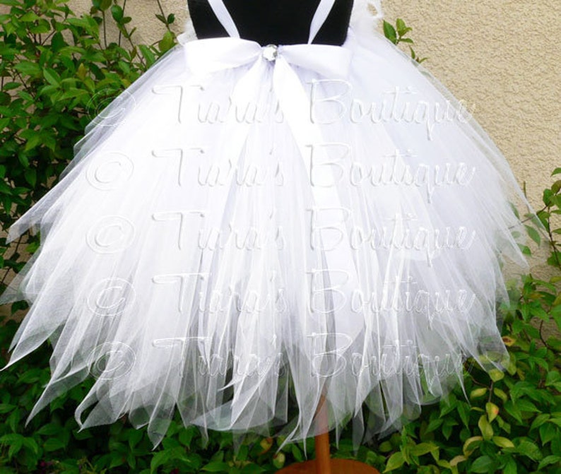 White Angel Tutu Dress Angelica Custom Sewn Pixie Tutu Dress up to 20 long sizes NB to 24 mo Halloween Costume, Christmas Dress image 4