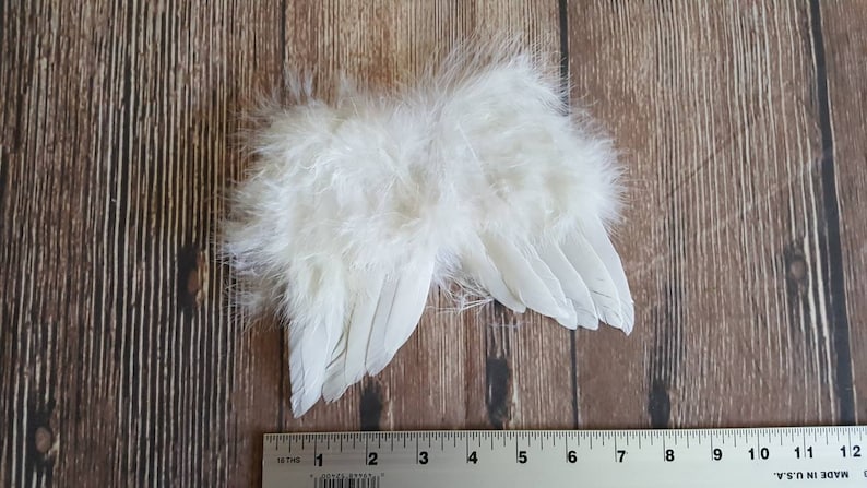 Angel Wings and Gold Leaf Headband Baby Photo Prop Set, White Feather Angel Wings for Newborn Photography, WINGS AND HEADBAND image 5