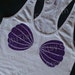 Mermaid Shirt, Purple Glitter Mermaid Seashell Bra Tank Top, Sea Shells Tee, Graphic T-shirt, Mermaid Shirt for Teens Juniors Women