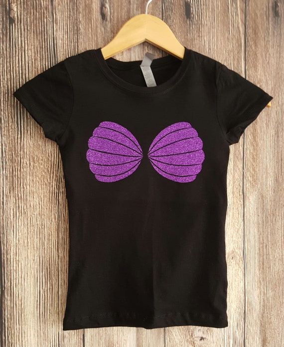 iron on mermaid shell/glitter little mermaid seashell bra iron on  decal/heat transfer vinyl/mermaid t-shirt designs : : Handmade  Products