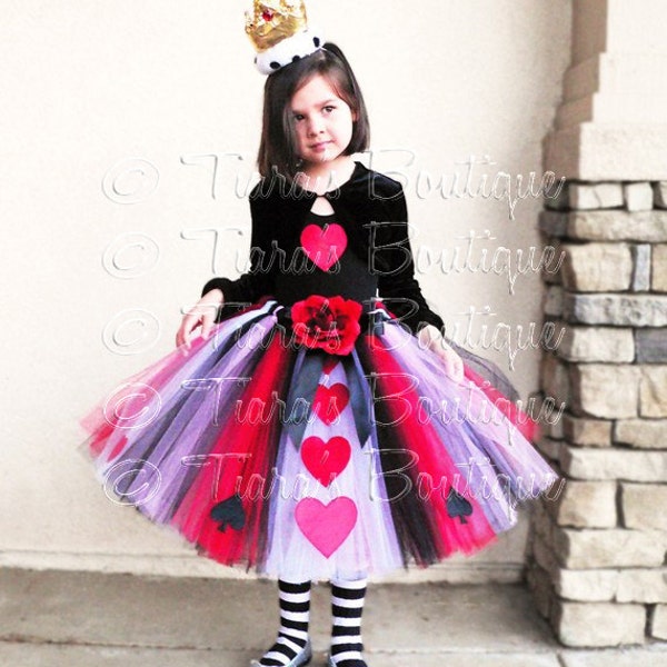 Queen of Hearts - A Tiara's Boutique Original Design - Custom Sewn Tutu - Up to 20'' long - Girls sizes up to 5T