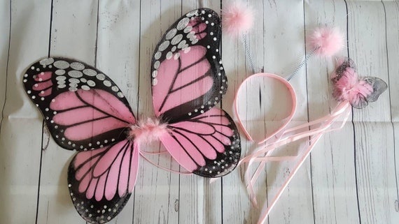Fairy Butterfly Wings For Girls – Sheer Dress-Up Wings For Halloween, Costume Party, Role Play, Stage Performance (Type 3, 23.6x19.6 In) - View #3