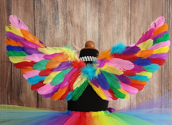 Kids Rainbow Bird Costume Adult Unicorn Wings Rainbow 