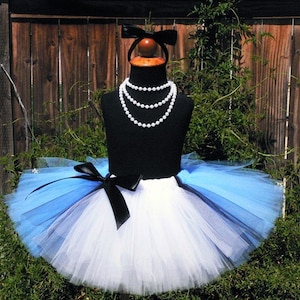 Adult Tutu, Alice Tutu Skirt, Halloween Tutu, Alice Tutu, Teen Tutu, Tutu Skirt, Costume Tutu, Black White Blue Tutu, 15&quot; long