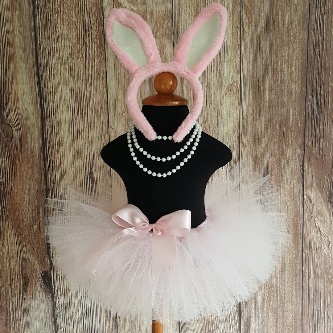 Pink Bunny Tutu Set Girls Easter Bunny Ears and Tail Pink Tutu