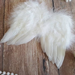 Angel Wings and Gold Leaf Headband Baby Photo Prop Set, White Feather Angel Wings for Newborn Photography, WINGS AND HEADBAND image 4