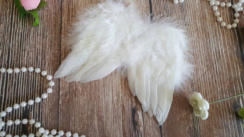 Angel Wings and Gold Leaf Headband Baby Photo Prop Set, White Feather Angel Wings for Newborn Photography, WINGS AND HEADBAND image 4