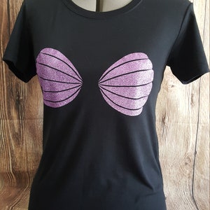 Diy Mermaid Shirt, Mermaid Seashell Bra, 1 set of Sea Shells, Lavender Purple Glitter Iron-On image 9