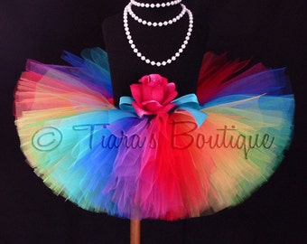 Rainbow Tutu, Imagine, A Magical Rainbow Birthday Tutu, Sewn Tutu, 9 Vibrant Colors, Newborn Photo Prop, Tulle Skirt for Babies Girls Tweens