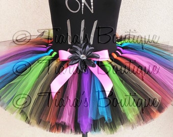 Adult Tutu - Teen Tutu - Pre-teen Tutu - Halloween Tutu - So Cal Punk - Neon Rainbow Tutu - Sewn 12'' Tutu