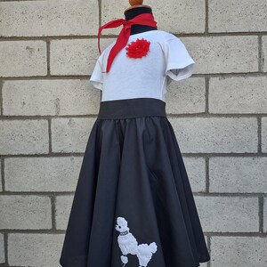 Retro 50's Sock Hop Black Circle Skirt with White Poodle Black and White Poodle Skirt for Girls and Babies image 9