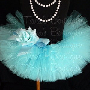 Girls Tutu Skirt, Aqua Blue Tutu, Birthday Tutu, Awesome Aqua, Custom Sewn Tutu image 2