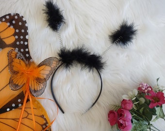 Black Feather Antenna Headband - Ladybug, Bumble Bee, Monarch Butterfly, Dragonfly Antenna Halloween Costumes Accessories
