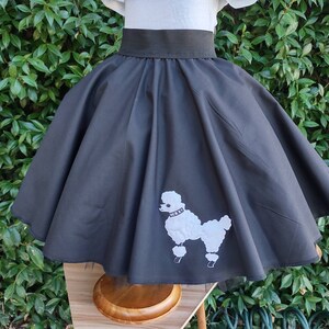 Retro 50's Sock Hop Black Circle Skirt with White Poodle Black and White Poodle Skirt for Girls and Babies image 4
