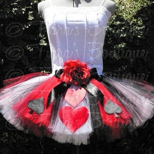 The Original Queen of Hearts Tutu - Adult Teen Costume Tutu - Custom Sewn Tutu - up to 12&quot; long