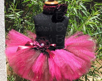 Raspberry and Brown, Autumn Rose, Custom Sewn Tutu Fall Harvest Festival Tutu for Girls Babies Toddlers Tweens, Birthday Tutu Set Photo Prop