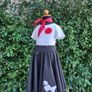 Retro 50's Sock Hop Black Circle Skirt with White Poodle Black and White Poodle Skirt for Girls and Babies image 5
