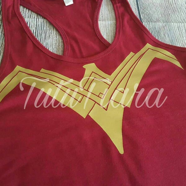 Superhero Woman Logo Iron-on Decal for DIY Super Hero Woman Shirt, Gold Vinyl Iron-On Applique for T-shirts, Tote Bags, Hats, and More