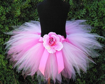 Girls Tutu Skirt - Pink Tutu - Pink Powder Pixie - 11'' Sewn Pixie Tutu - Available in girls sizes 6 to 8