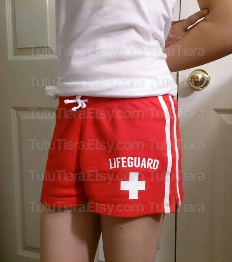 Lifeguard Sur Ou Blanc Fer Diy Applique Rouge ShirtShortVinyle ikXPZOu