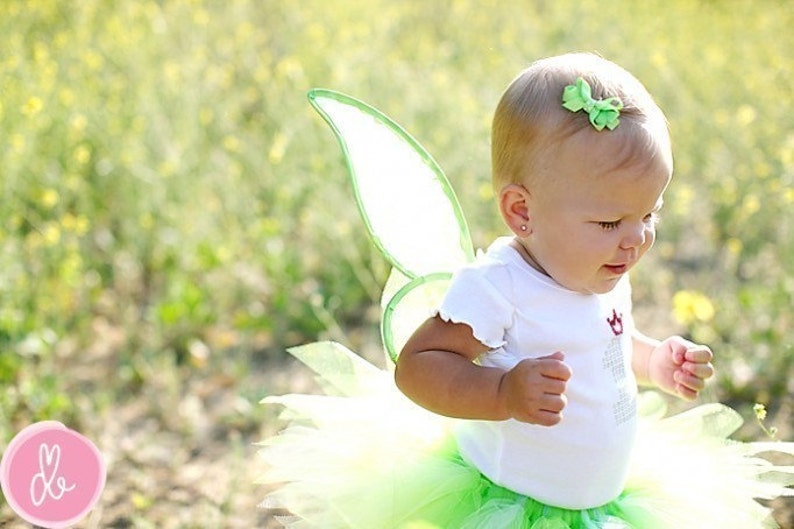 Infant Tutu Toddler Tutu Tinkerbell Tutu Baby Tutu Baby Fairy Costume Tutu Set Pixie Tutu w Wings Green Tutu Pixie Set Birthday Tutu