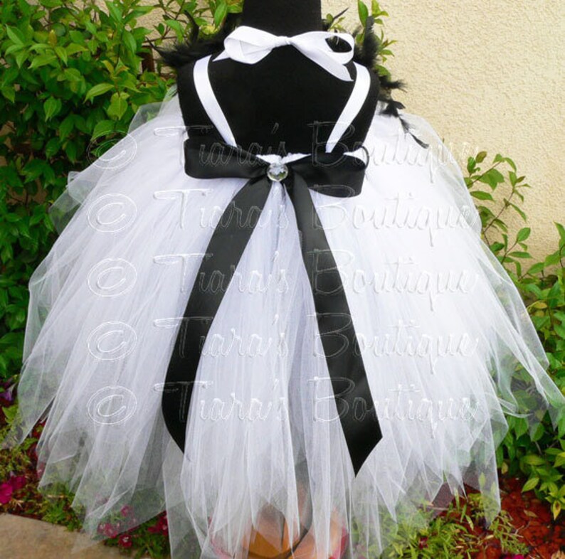 White and Black Ghost Tutu Dress sizes Nb to 24 mo Hallowee Cassie Custom Sewn Pixie Tutu Dress up to 20 long